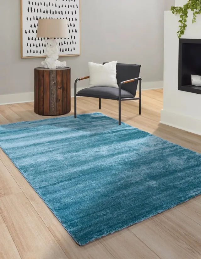 flycarpets Bolana Modern Effen Vloerkleed - Lichtblauw
