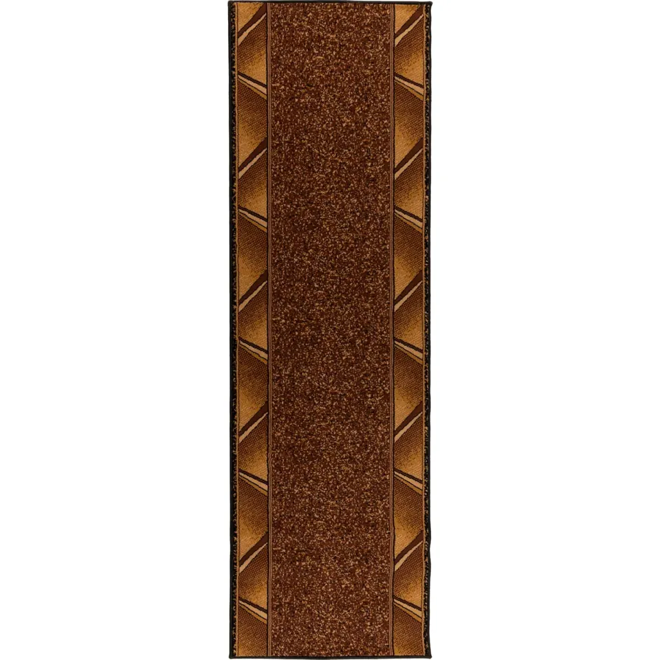 vidaXL Tapijtloper FLORNES Geweven Bruin Zigzag 100 x 400 cm PP 7 mm