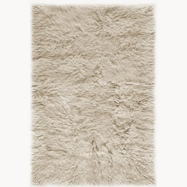 Layered Handgeweven hoogpolig wollen vloerkleed Shaggy Flokati Beige