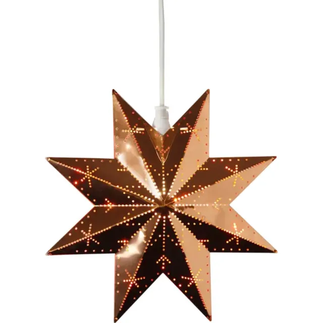 Star Trading Kleine metalen ster 'Classic' met E14 fitting, gatenpatroon, elektrisch bediend, messing, Ø 28cm Koper