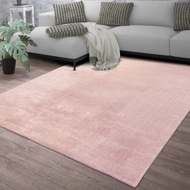 TT Home Woonkamer korte pool effen modern design wasbaar roze 100 x 200 cm Vierkant