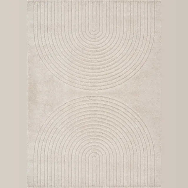 the carpet the carpetElisa – Zacht Hoogpolig Vloerkleed voor Woonkamer, Modern Geometrisch Design – Beige – 80 x 150 cm
