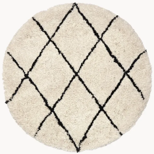 Westwing Collection Rond pluizig hoogpolig vloerkleed Naima, handgetuft Beige