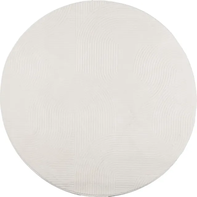 vidaXL Vloerkleed - IZA - laagpolig - Scandinavisch - Ø - 200 - cm - crèmekleurig