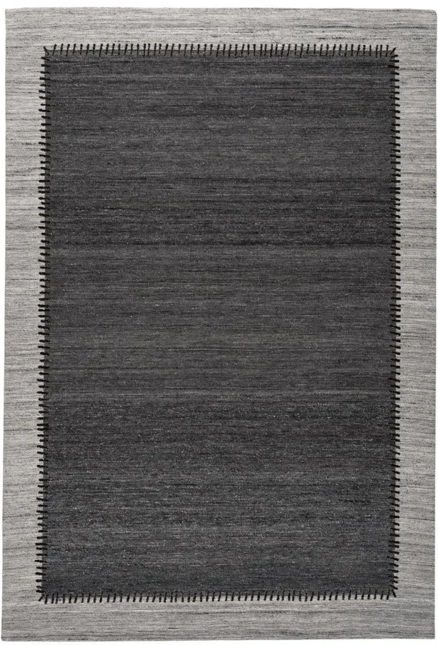 Padiro design laagpolig vloerkleed - donkergrijs - modern geometrisch patroon - voor vloerverwarming - van wol, polyester en katoen