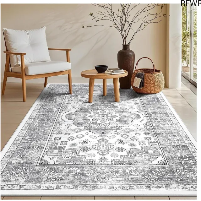 RFWR Vintage Vloerkleed 90 x 150 cm - Zacht, Laagpolig en Antislip voor Woonkamer, Slaapkamer, Keuken en Entree Multicolor