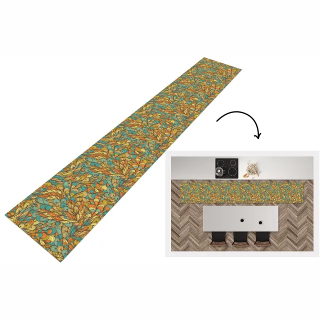 KitchenYeah Keukenloper - Loper keuken - Design - Bladeren - Abstract - 300x50 cm - Keukenloper vinyl Multicolor