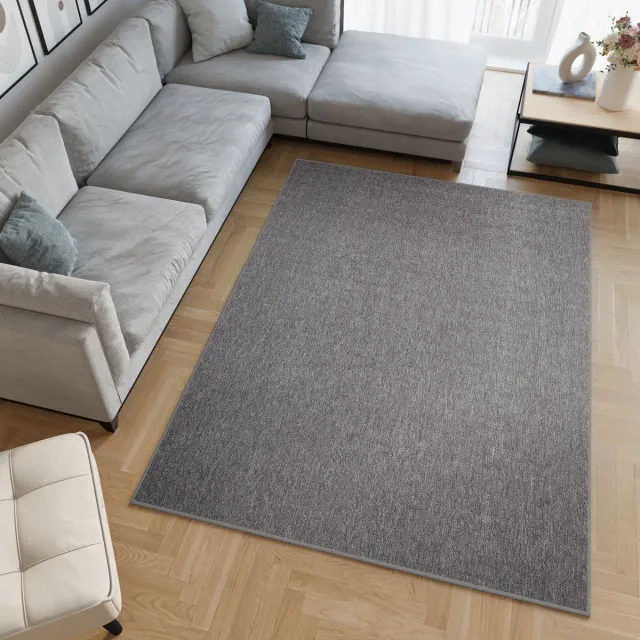 Tapiso Nizza Vloerkleed Laagpolig Grijs Woonkamer Tapijt Grijs 1