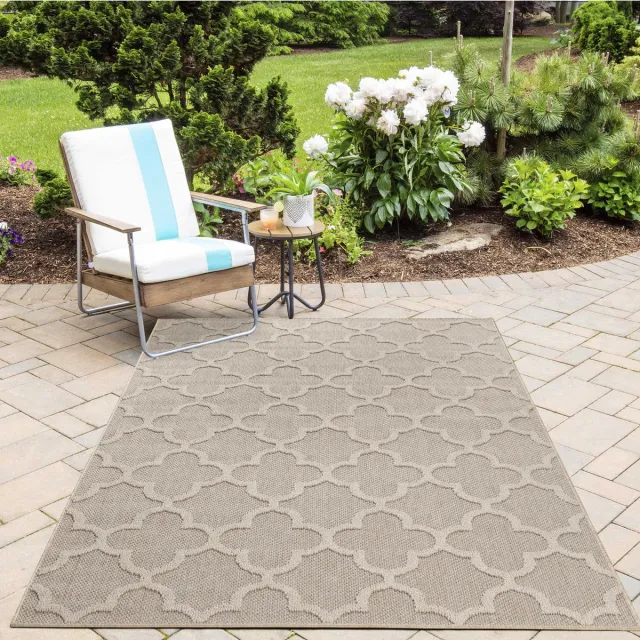 Ayyildiz Buitenkleed, Scandinavisch design, beige kleur, kleed voor terras, balkon, keuken, polypropyleen achterkant
