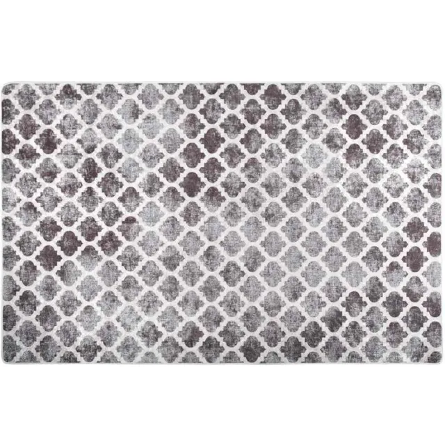 vidaXL Vloerkleed wasbaar 160x230 cm grijs en wit