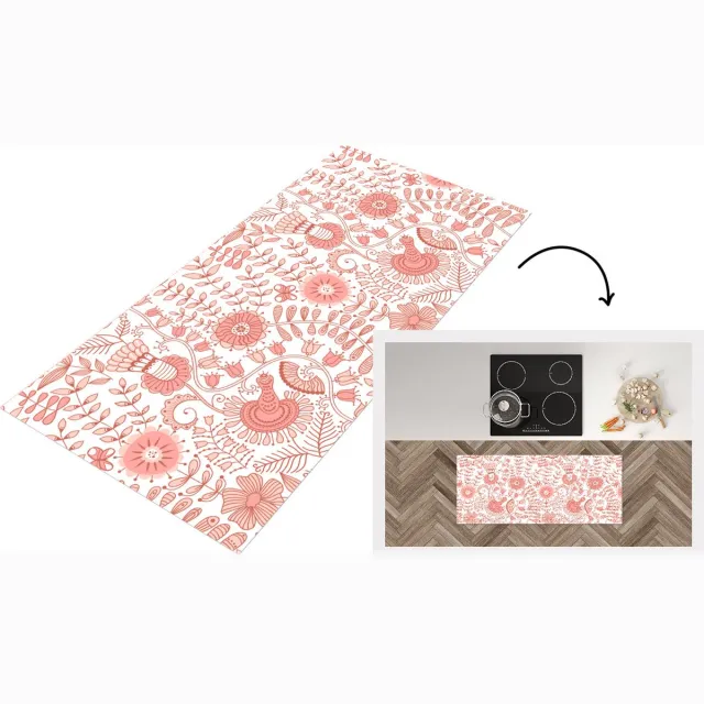 KitchenYeah Keukenloper - Loper keuken - Bloemen - Patronen - Pastel - 120x50 cm - Keukenloper vinyl Multicolor