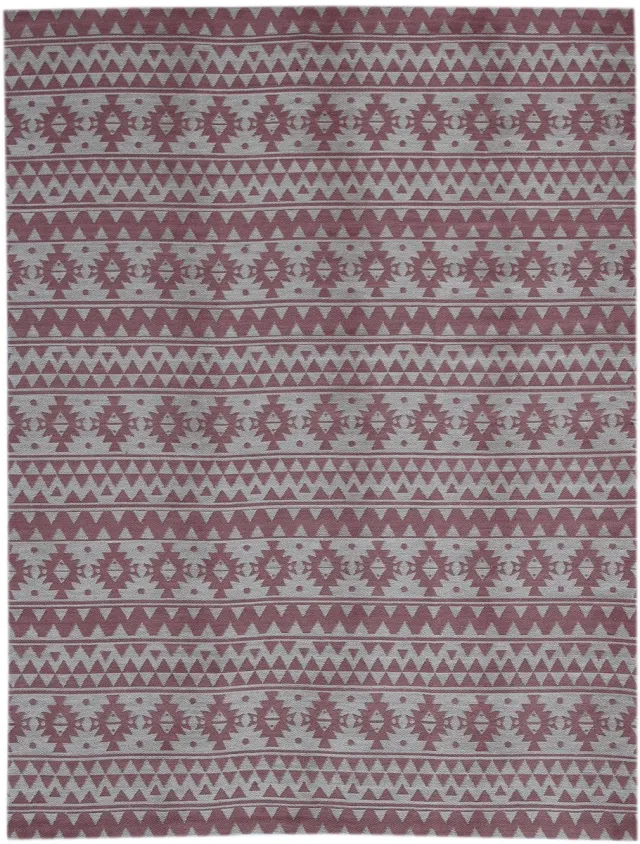Padiro elegant platgeweven vloerkleed 120 x 170 cm - oudroze - vintage patroon - binnen en buiten - voor vloerverwarming - van polyester