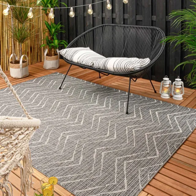 Boho&me Buitenkleed zigzag - Summer grijs/crème