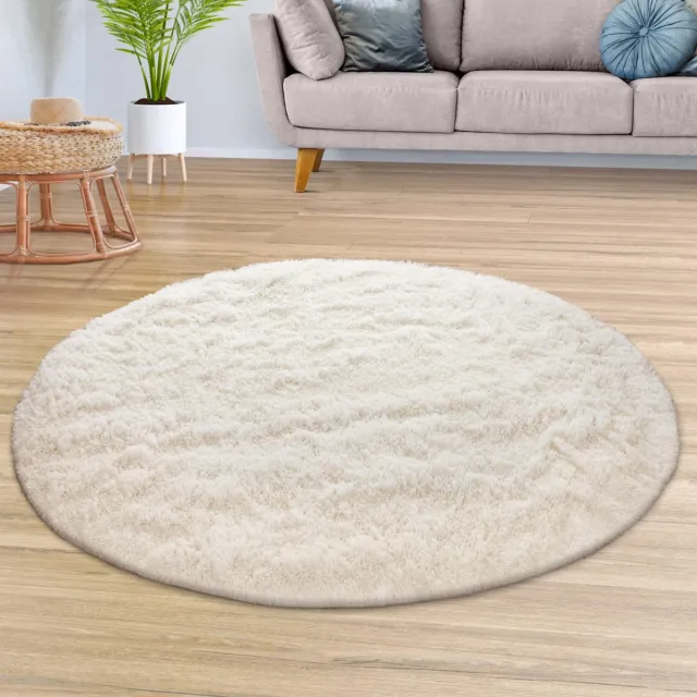 TT Home Tapijt Woonkamer Diepe Pool Lange Pool Zacht Modern Monochroom Design 120 x 120 cm Rechthoek 120 x 120 cm Rechthoek wit