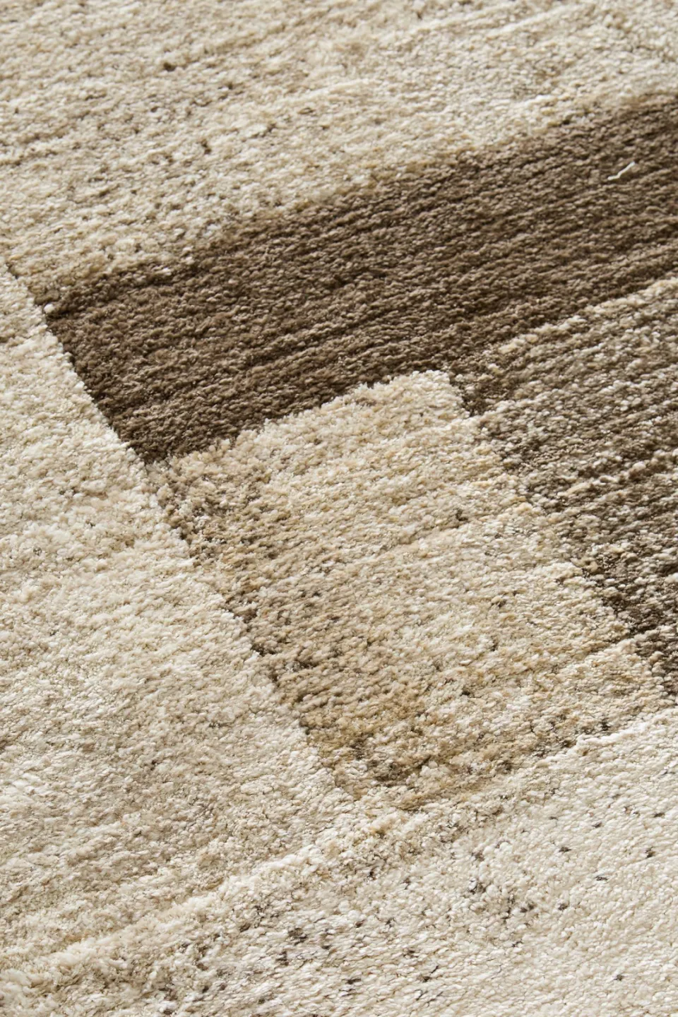 NOUS Living Horizon hoogpolig vloerkleed crème donkerbruin, foto 5
