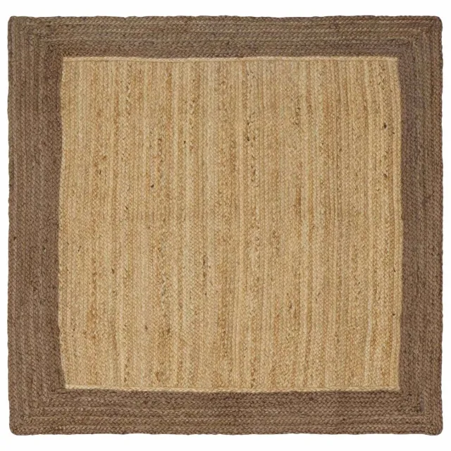 vidaXL Gebied - Tapijt - Grijs - en - natuurlijk - 120 - x - 120 - cm - Jute Grijs en natuurlijk