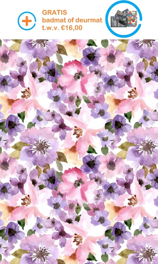 FOTAPIJT KLM21032 - Gebloemd - Bedrukt tapijt - Vloerkleed - Antislip - Wasbaar - 160x230 cm - 9 mm - Polyester Roze