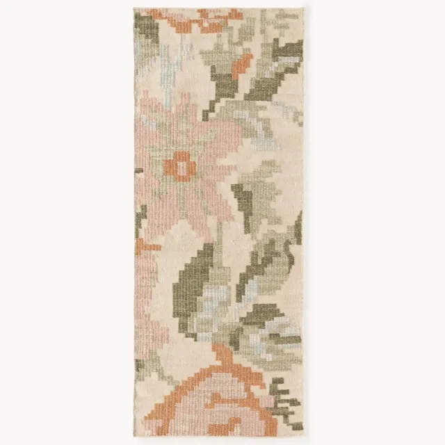 Westwing Collection Wollen loper Rosha met geborduurd bloemenpatroon Kleurrijk