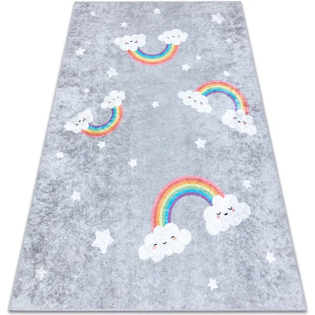 RUGSX Kleden Rugsx JUNIOR 52063.801 tapijt wasbaar Regenboog, wolken 200x290 cm Grijs