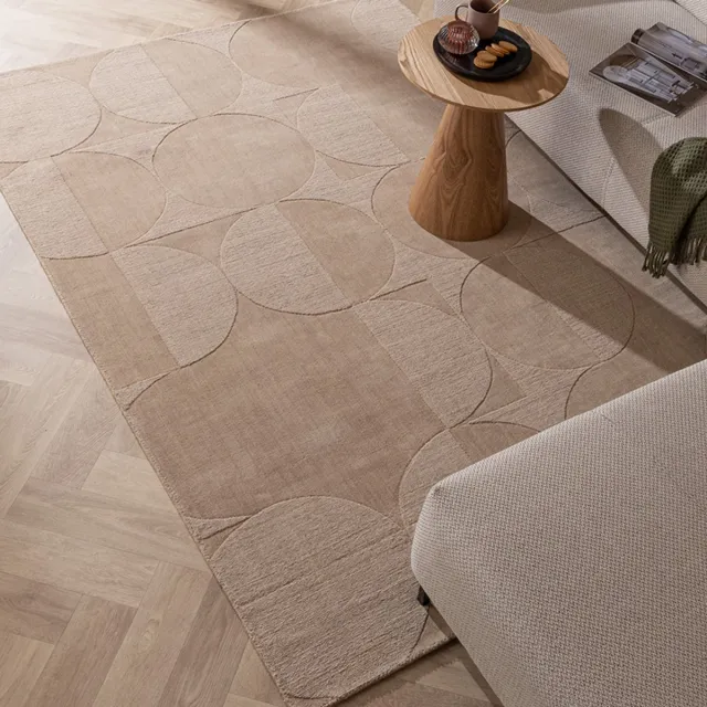 Studio Clarice Wollen vloerkleed - Giselle Circles Beige - 160x230cm Crème