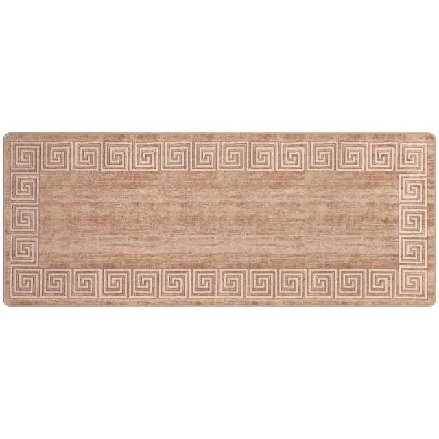 vidaXL Tapijt - Runner - MARSA - Beige - en - goud - 100 - x - 450 - cm - Polyester - en - PVC Wit