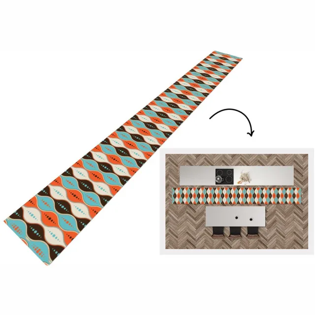 KitchenYeah Keukenloper 480x60 cm - Keukenmat vinyl Retro - Cirkel - Design - Keukenmatten loper - Keuken vloerkleed tapijt