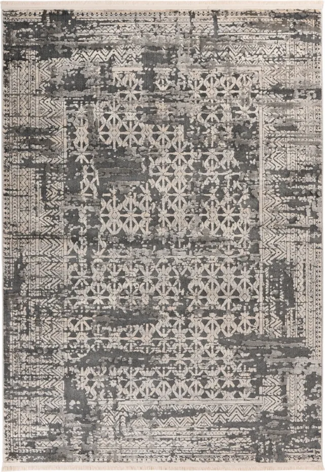 Padiro design laagpolig vloerkleed 80 x 150 cm - lichtbeige - modern abstract ontwerp - voor vloerverwarming - van polypropyleen en katoen