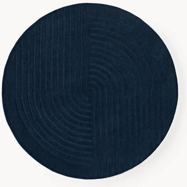 Westwing Collection Rond wollen vloerkleed Mason, handgetuft Blauw