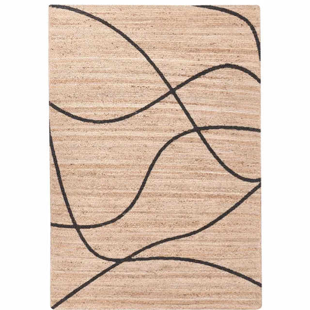 Beliani GHOTA - Vloerkleed - Beige/Zwart - 160 x 230 cm - Jute