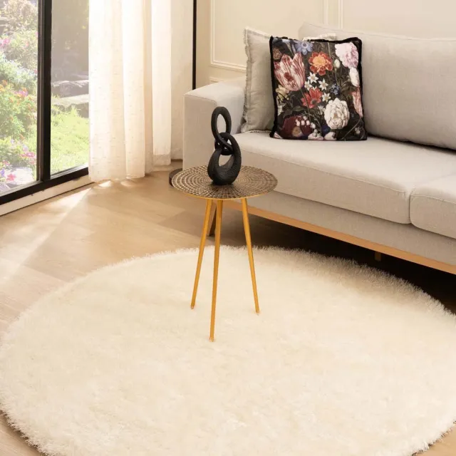 Tapeso Velvet vloerkleed rond - Posh wit 240