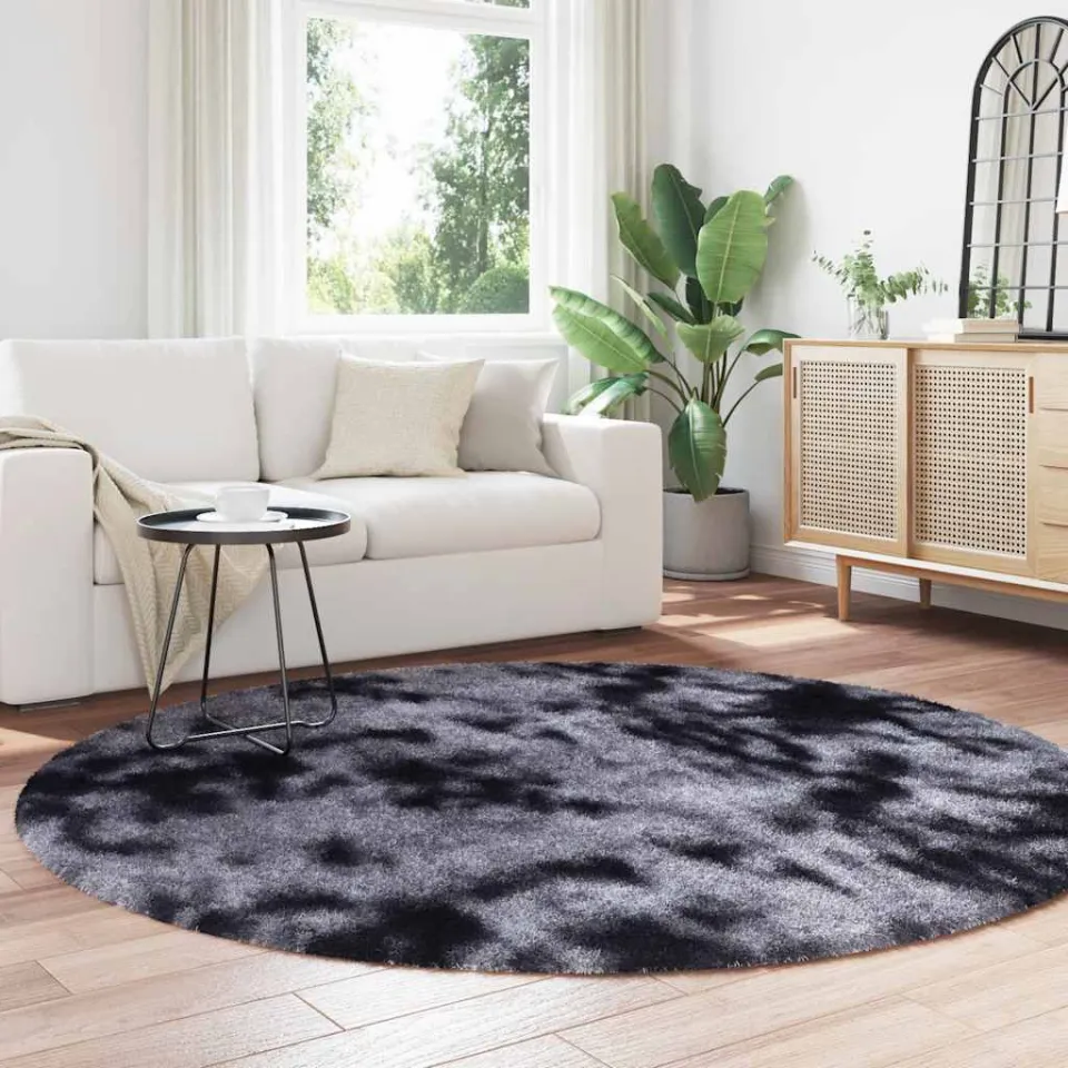 vidaXL Hoogpolig vloerkleed NAVARRA 200x200 cm polyester donkergrijs grijs, foto 3