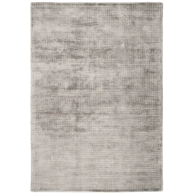 Padiro laagpolig vloerkleed met zachte uitstraling 80 x 150 cm - lichtgrijs - modern effen ontwerp - voor vloerverwarming - van viscose en katoen