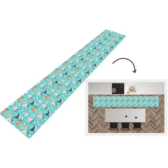 KitchenYeah Keukenloper - Keukenmat - Rolschaatsen - Patronen - Vintage - Keuken vloerkleed Multicolor