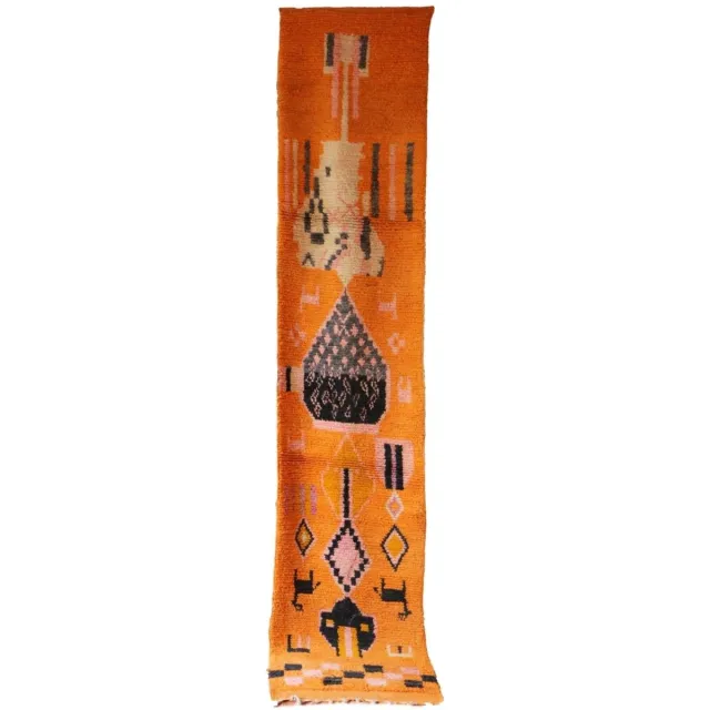 AFK Living Marokkaans berber tapijt pure wol 77 x 375 cm oranje