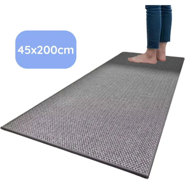 Hilvard Keukenloper - Tapijt - 45 x 200 cm - Grijs - Keukenmat - Anti Slip - Beschermend - Stevig - Wasbaar