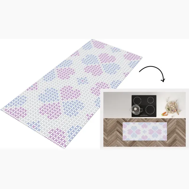 KitchenYeah Keukenloper - Loper keuken - Klaver - Patronen - Paars - Keukenloper vinyl Multicolor