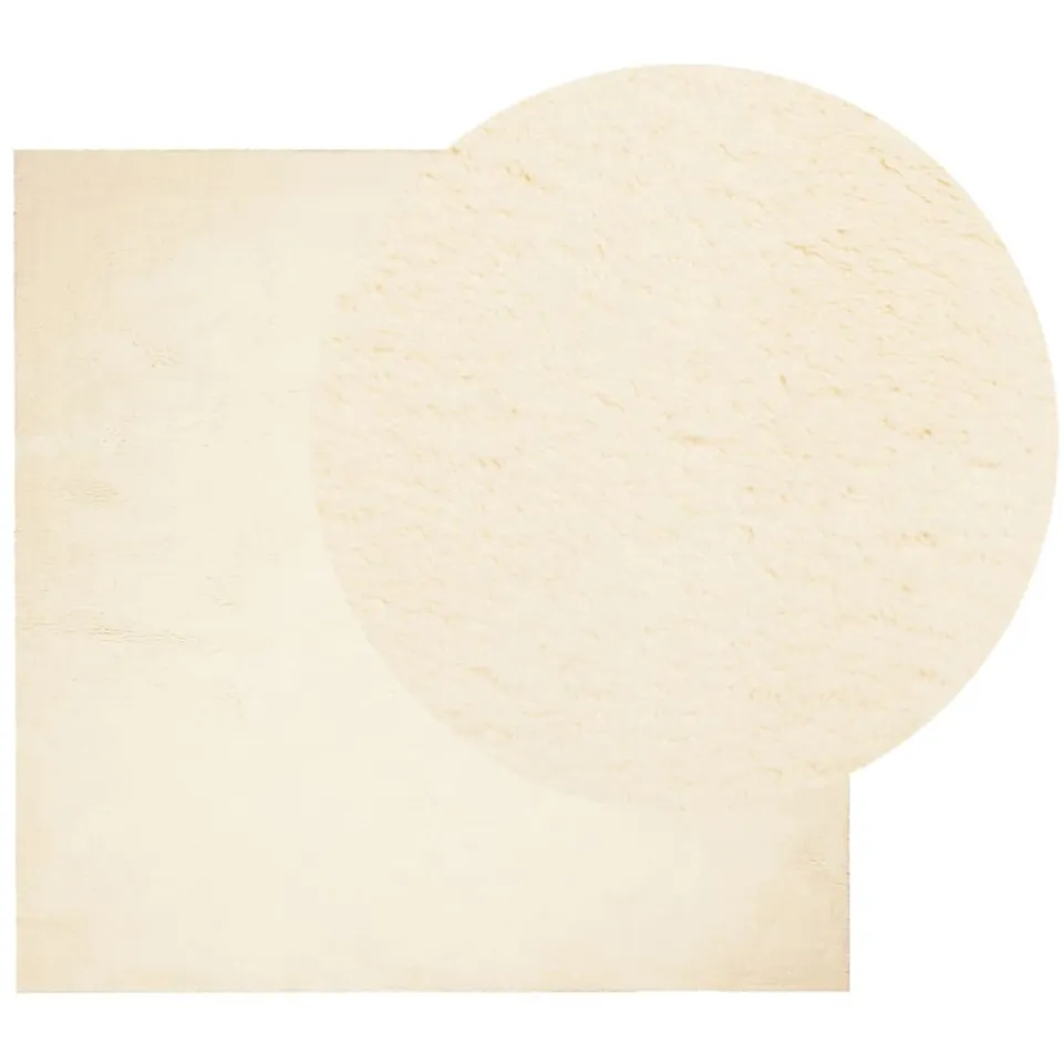 vidaXL Vloerkleed HUARTE laagpolig zacht wasbaar 120x120 cm crème