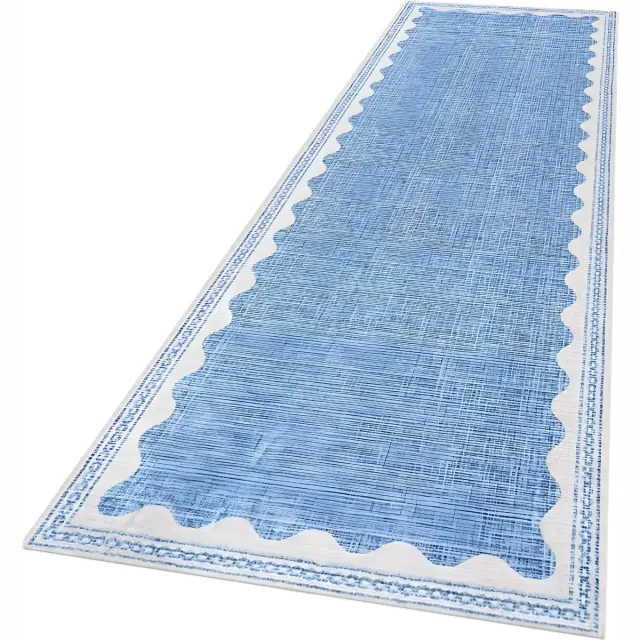 Happiq Tapijt Diva - Vloerkleed - Runner 60x230 cm - Wasbaar & Antislip Vintage Design Blue