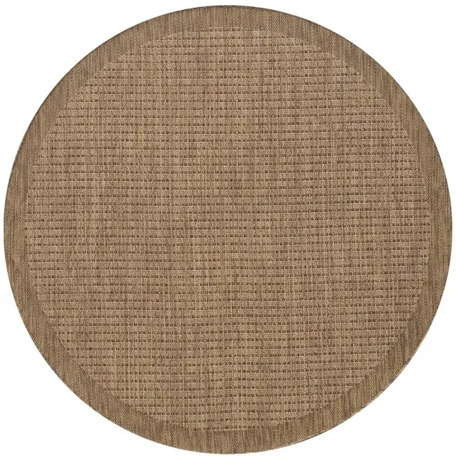 Dutch XXL Rond Buitenkleed | Giza | Kader | Bruin | 120x120 cm | Buitentapijt | Tuintapijt
