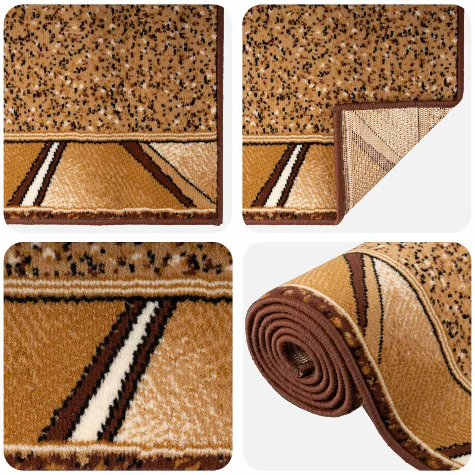 vidaXL Tapijtloper FLORNES Geweven Ochre Zigzag 80 x 350 cm PP 7 mm, foto 4