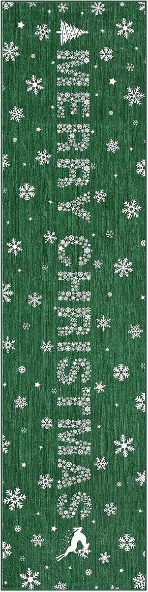 Triumpunpre Kerst vloerkleed antislip wasbaar 80x150 cm groen voor binnen en buiten