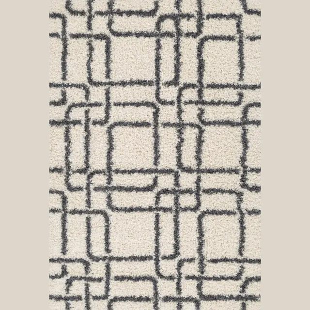 Aledin Carpets Casablanca - Hoogpolig - Vloerkleed 160x230 cm - Shaggy - Wit Grijs