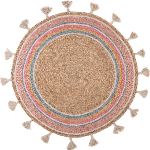 Kidsdepot Smile jute vloerkleed natuurlijk bruin Natuurlijk bruin, Roze