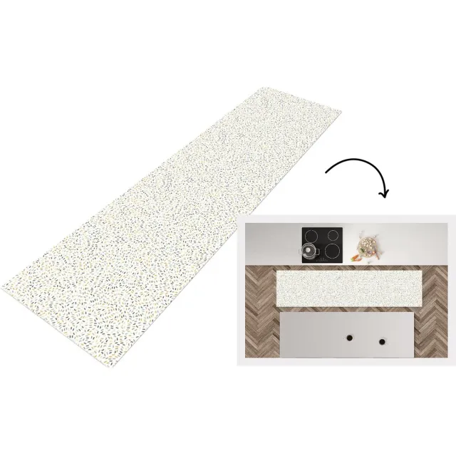 KitchenYeah Keukenloper - Loper keuken - Patronen - Confetti - Pastel - 200x50 cm - Keukenloper vinyl Multicolor