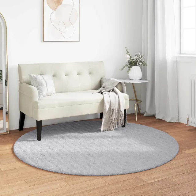 vidaXL Vloerkleden Rond SIROLO Grijs Ø 120 CM Polyester, foto 2
