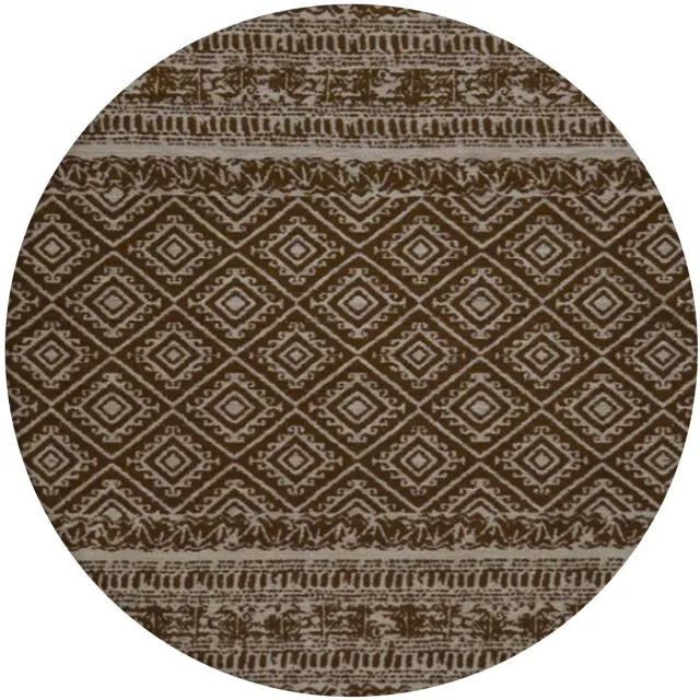 Padiro rond elegant buitenkleed Ø 120 cm - donkerbruin - vintage patroon - voor binnen en buiten - voor vloerverwarming - van polyester