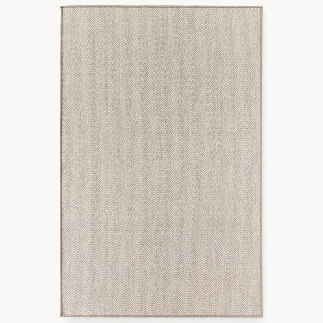 Westwing Collection In- & outdoor dubbelzijdig vloerkleed Cort met zigzag patroon Beige