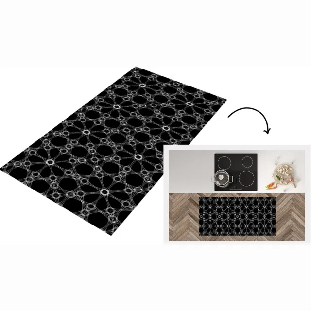 KitchenYeah Keukenloper - Loper keuken - Zwart Wit - Patronen - Abstract - 120x60 cm - Keukenloper vinyl