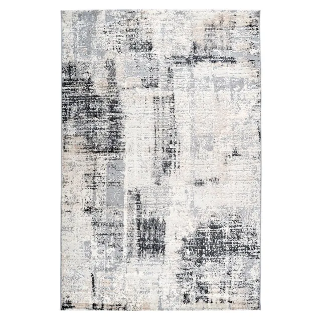 Padiro design laagpolig vloerkleed 120 x 170 cm - lichtgrijs - modern abstract ontwerp - voor vloerverwarming - van polypropyleen, polyester en jute