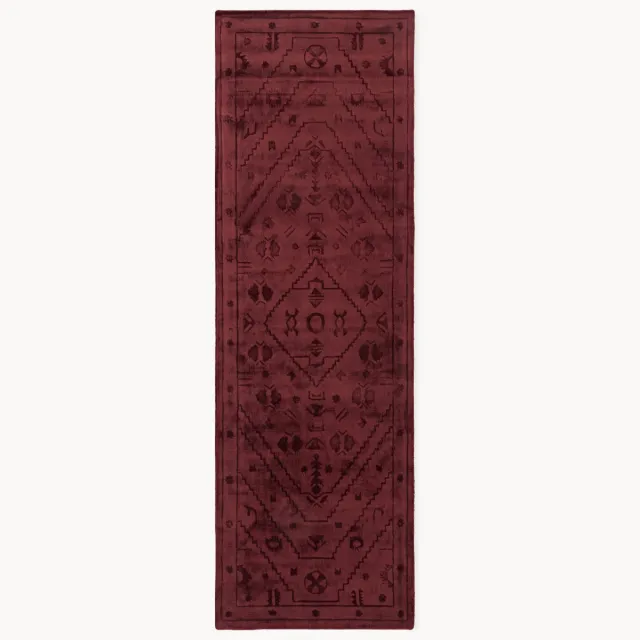 Westwing Collection Handgeweven viscose loper Shaila Wijnrood